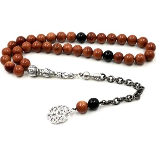 Everything new golden sand tasbih with Onxy beads gfit For Ramadan 33 66 99 Paryer beads Muslim misbaha luxurious Mans bracelet