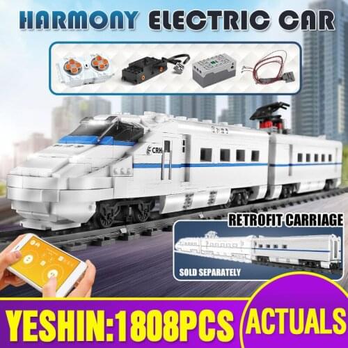 1:8 High-Tech Car Toys The Motorized CRH2 High-speed Train Model Building Blocks Bricks Assembly Parts Kits Kids Christmas Gifts
