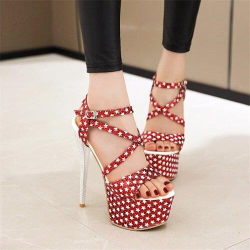 Extreme High Heels Sandals Plus Size Stripper Heel Platform Summer Sandals Sexy Women Shoes Party Dance Evening Shoes 43 44 45
