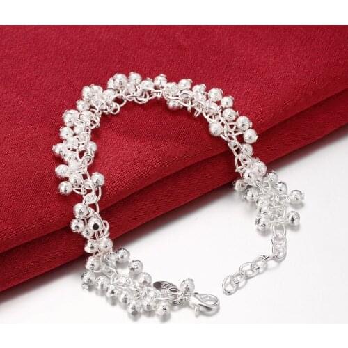 Fashion 925 sterling silver fine grape frosted beads Bracelets for woman Luxury brands jewelry Wedding party good gifts