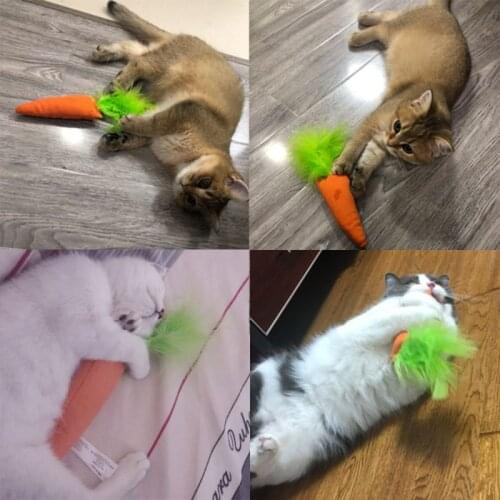 Carrot Shape Pet Cat Kitten Chew Toys Cotton Cloth Catnip Interactive Pillow Bite Scrathing Toy