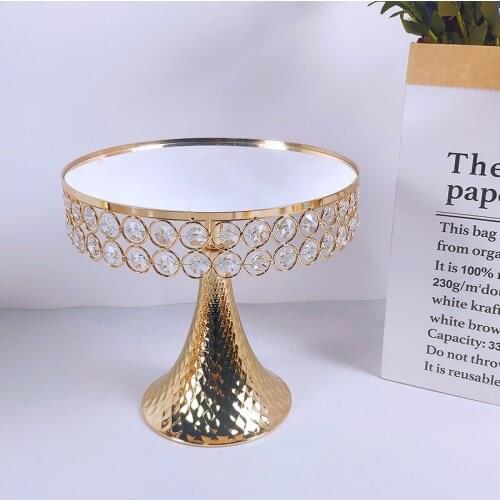 Gold 1pcs Square Lagre Mirror Cupcake Stand Crystal Metal Creative Large Fruit Plate Fruit Basket Home Set Cake Tool