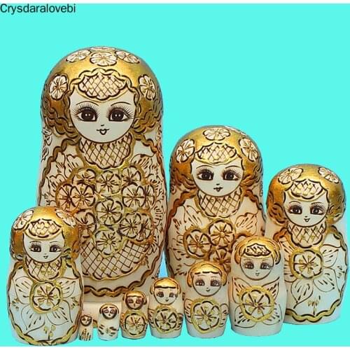 10pcs/set Wood Doll Russian Nesting Dolls Traditional Matryoshka Dolls Creative Christmas Gifts Toys Wood Crafts Home Decoration