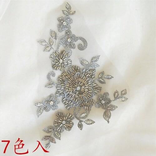 2pcs big Rhinestone Flower Beaded patches for clothing Sewing on Patch Beading Applique Clothes Decoration parches para la ropa