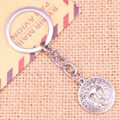 20pcs New Fashion Keychain 24x20mm lion Pendants DIY Men Jewelry Car Key Chain Ring Holder Souvenir For Gift