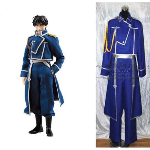 2016 Fullmetal alchemist Roy Mustang cosplay costume blue mens fullmetal alchemist cosplay