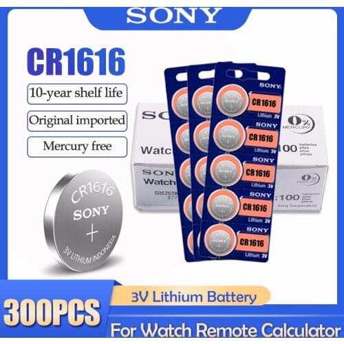 300pcs/lot Sony CR1616 CR 1616 DL1616 ECR1616 LM1616 3V Lithium Battery Button Coin Cell For Watch Remote Control Toy Clock