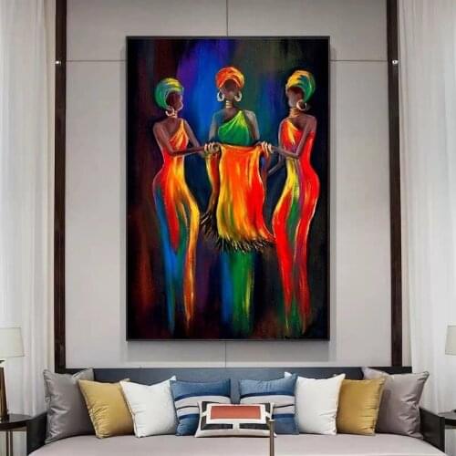 Abstract art color canvas painting African women and children canvas painting Nordic style interior decoration painting