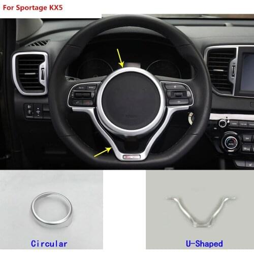 Car detector stick styling ABS Chrome Steering wheel Interior Kit Trim lamp frame part hood for Kia Sportage KX5 2016 2017