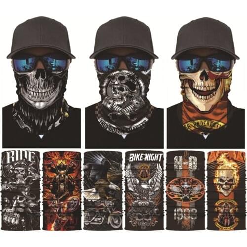 Cycling Motorcycle Bandanas Skull 3D Seamless Mask Buffs Neck Warmer Gaiter Face Shield Scarves Men Women Balaclava Headwear