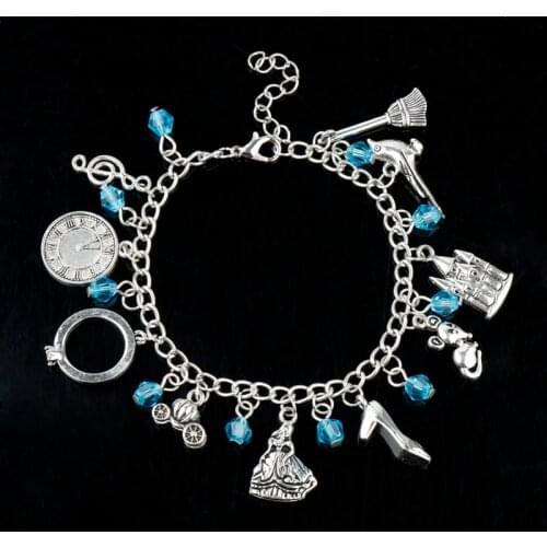 MQCHUN Cinderella High Heel/Dress/Pumpkin Charms Bracelets Once Upon a Time Bracelet Jewelry carriage Pendants Bangles-25
