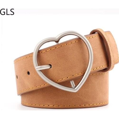 Bauhinia Brand 103*3.5cm All-match Alloy Peach Heart Buckle Ladies Belt Frosted High Quality Pin Buckle Belt New