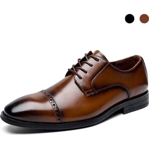 Derby Brogue Formal Genuine Leather Black Bridegroom Designer Handmade Dress Shoes Best Men Original With Increase