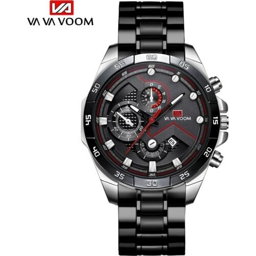 New Free Shipping Mens Sports Watch Simple Red Line Design Top Brand Fashion Stainless Steel Calendar Waterproof Quartz Watches