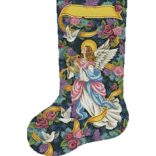 Stocking Fairy Heavenly Christmas Stockings Cross Stitch Kit Top Quality Embroidery Needlework DIY 14CT Unprinted Decor Handmade