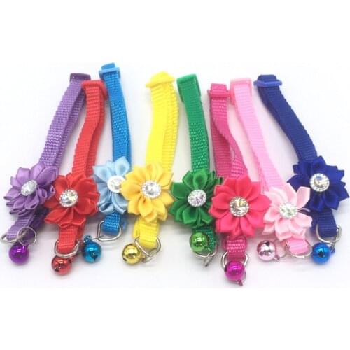 Colorul Pet Supplies Cat Collars With Bell Adjustable Buckle Collar Pets Supplies Accessories Small Dog Flower Bell Diamond