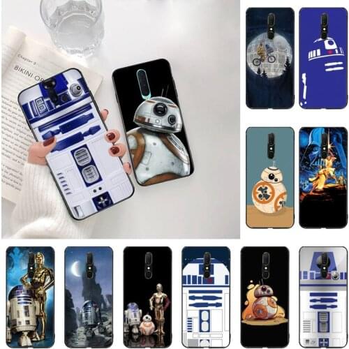 CUTEWANAN R2D2 Moon Soft Silicone Black Phone Case For Oppo A5 A9 2020 Reno2 z Renoace 3pro Realme5Pro
