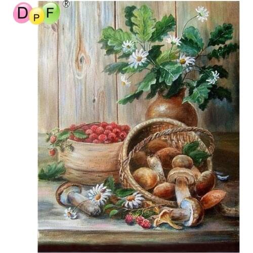 DPF DIY Basket of mushrooms 5D diamond mosaic kit full square diamond embroidery home decor diamond painting cross stitch crafts