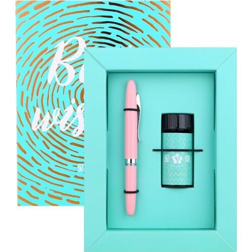 Elegent Fountain Pen with 1 bottle ink, Mini Pocket Ink Pen With Gift Box Suit Fashion Literature Birthday Gift