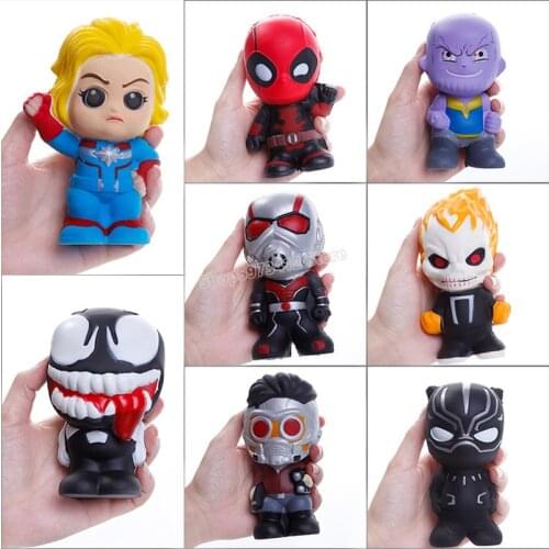 Marvel Anime Figure PU Slow Rebound Decompression Soft Simulation Pinch Pressure Relief Hot Sale Vent Avengers Hero Doll Toys