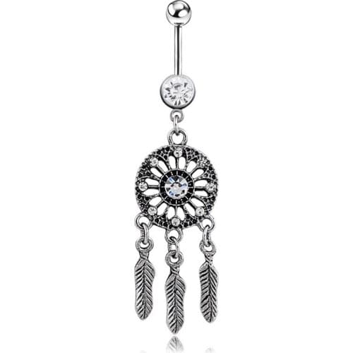 HOT Selling Austria Crystal Surgical Steel Dream Catcher Belly Button Rings Navel Piercing Pircing Ombligo Nombril