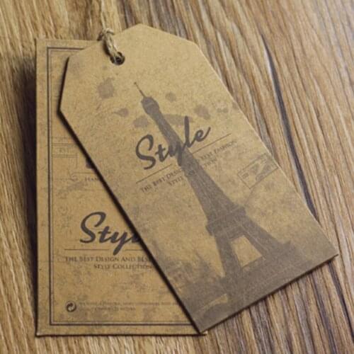 Custom name kraft paper tags price swing hang tag 1000 pcs for single design