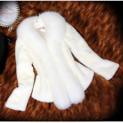 Faux fur autumn and winter new fashion slim plus size solid color female womens clothing mink fur coat short design