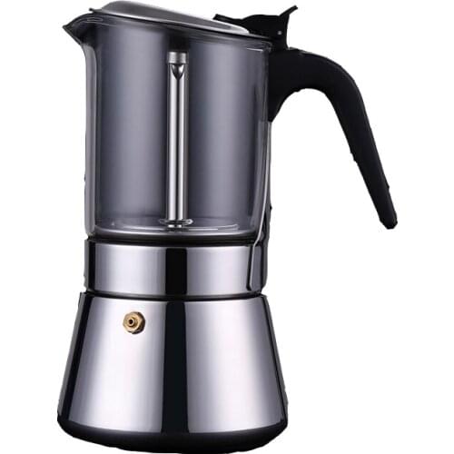 Portable Moka Pot Household High Borosilicate Glass Hand Coffee Maker Concentrated Stainless Steel Appliance Coffee Maker