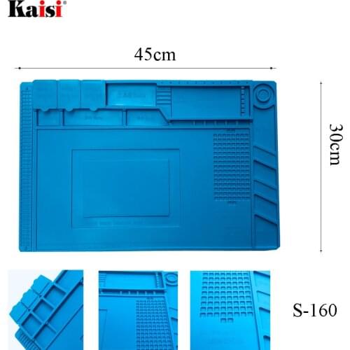 S-160 Kaisi 45x30cm Soldering Station Iron Phone PC Computer Repair Mat Magnetic Heat Insulation Silicone Pad Desk Platform