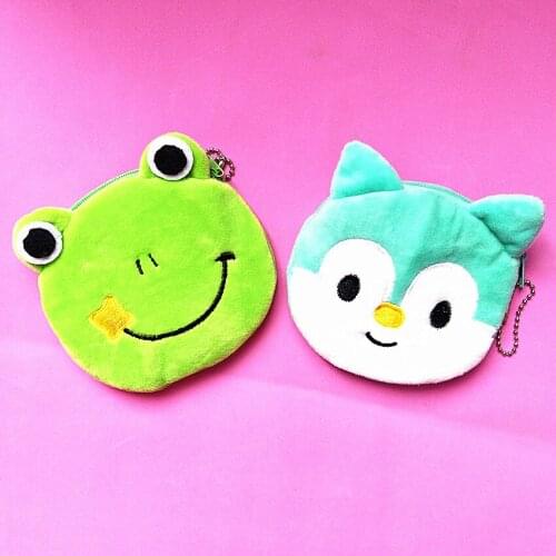 M171 2017 Cute Women Purses Small Fresh Animal Frog Squirrel Plush Coin Purse Wallet Card Bag
