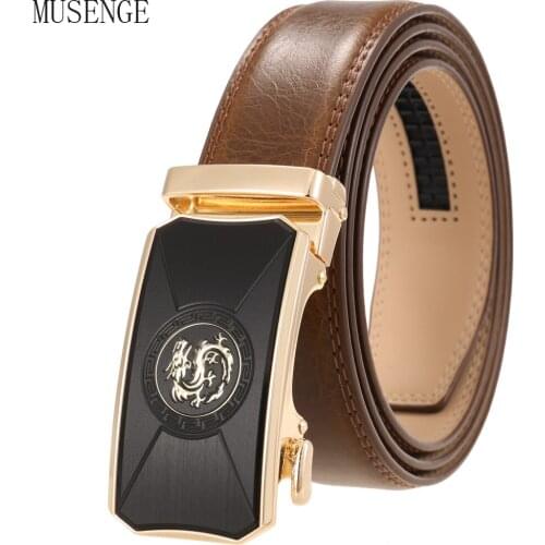Men Belts Metal Automatic Dragon Buckle Brand High Quality Leather Trouser Belts for Men Famous Brand Luxury Work Business Strap