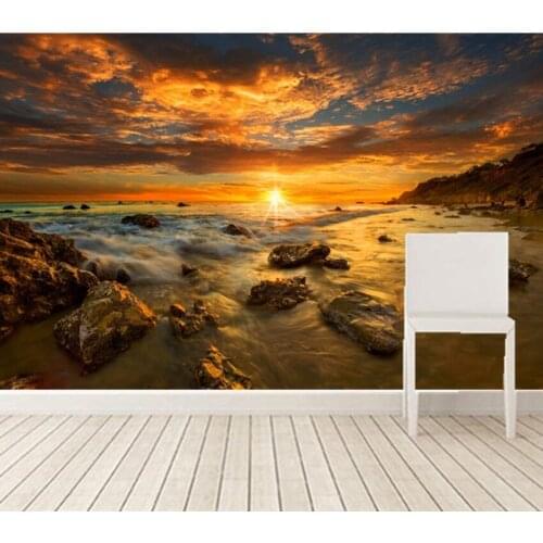 Custom large murals,Coast Sunrises and sunsets Stones Nature wallpaper,living room sofa tv wall bedroom papel DE parede