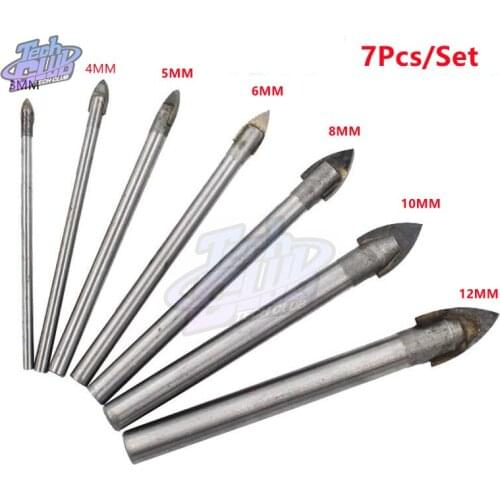 3-12mm Glass Drill Bit Set Tungsten Carbide Tipped Ceramic Tile Cutter with Hex Shank Triangle Hole Drill for Power Tools