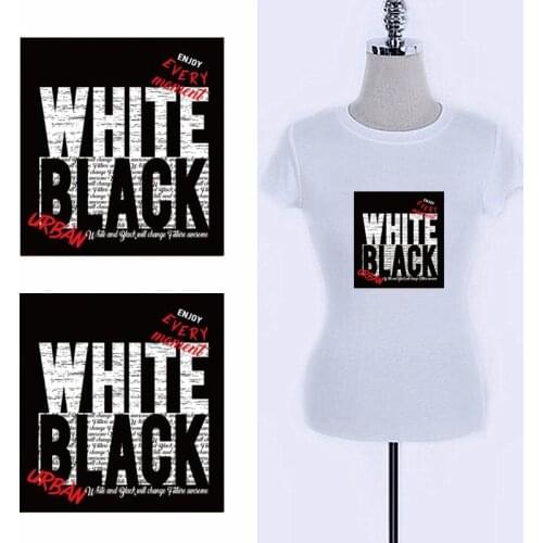 Iron On Patches for clothing Painting 203mm Black White Biker Patch Heat Transfer Clothes Stickers Picture Diy Strange Things