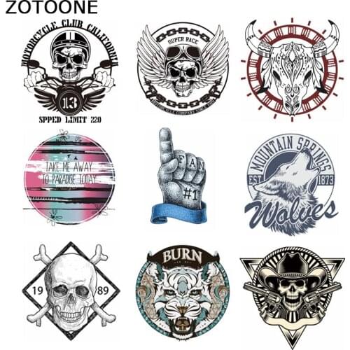 ZOTOONE Punk Skull Wing Patches for Clothing DIY Animal Heat Transfer Sticker Jeans Press Appliqued Decoration Iron on Patch E