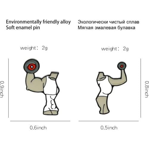 New 20Pcs Fitness Lovers Dumbbell Chocolates Cola Popcorn Brooch Lapel Pin Action Figure Toy