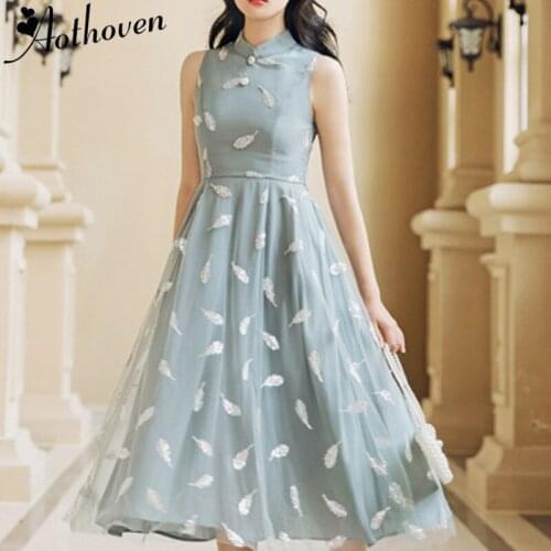 2019 Latest New Summer A-line Dresses Sleeveless Stand-up Collar Sexy Party Dress Vintage Bandage High Quality Women Vestidos