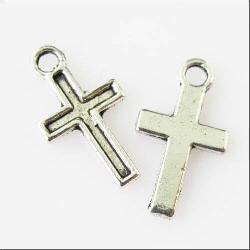 New 120Pcs Tibetan Silver Color Tiny Cross Charms Pendants 8x15mm