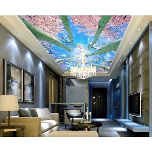 Custom 3d photo wall paper Sky cherry tree romantic living room Restaurant ceiling wall painting mural panel