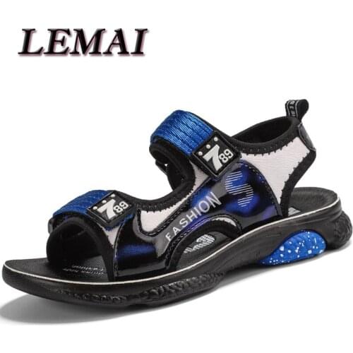 LEMAI Soft Leather Sandals Kids Shoes Brand Open Toe Toddler Boys Sandals Orthopedic Sport PU Leather Baby Boys Sandals Shoes