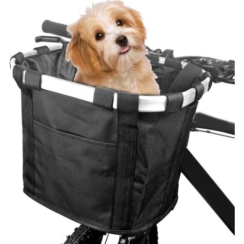 Pet Cat Seat Dog Bicycle Basket Removable Bicycle Front Basket For Small Pet Cat Dog Carrier Foldable Waterproof Shopping Basket