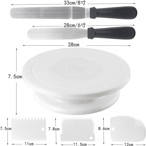 DIY Pan Baking Tools Plastic Cake Tools Turntable Rotating Plastic Dough Knife Cake Decorating Cream Cakes Stand Rotary Table