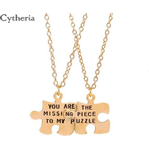 Interlocking Jigsaw Puzzle BFF Necklace For 2 Stitching Best friends Necklaces You are the missing piece to my puzzle Necklace