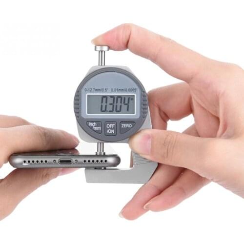 Digital LCD Thickness Gauge Percentile Thickness Gauge 0-12.7mm/0.5 0.01mm / 0.0005 Flat Measure Head Thickness Meter Gauge