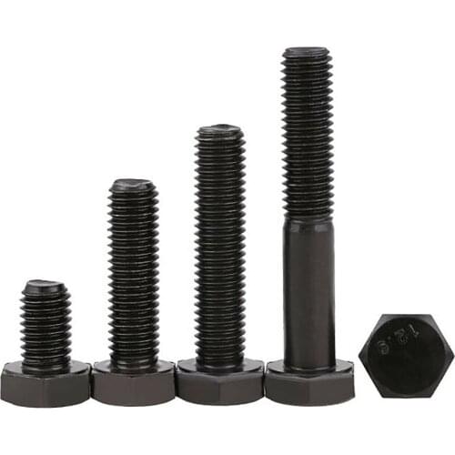 M6 M8 DIN933 Black Outside Hex Head Screws External Hexagon Head Cap Screws Bolts High Tensile Grade 12.9 Alloy Steel