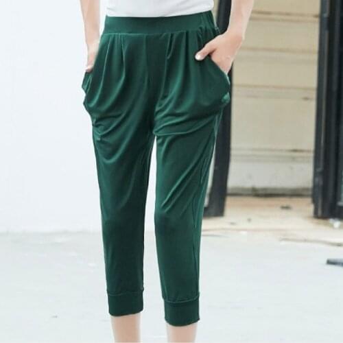 Female joggers Korean version Harem pants with middle waist summer casual clothing plus size women loose seven-point pants