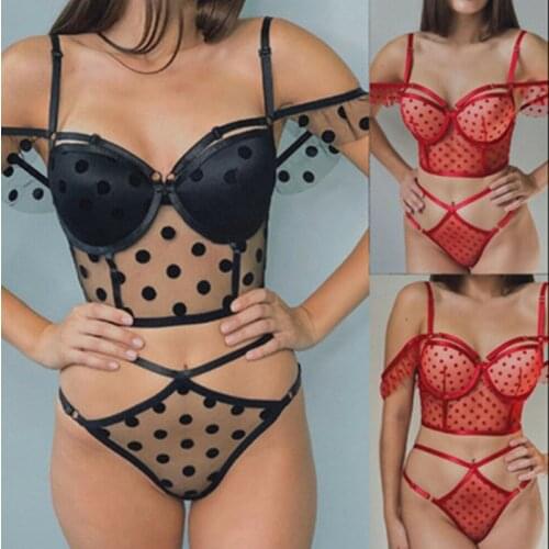 2021 Sexy Fashion Womens Two-Piece Swimsuit Cold Shoulder Polka Dot Printed High Waist Trunks Bikini Beach Wear Female