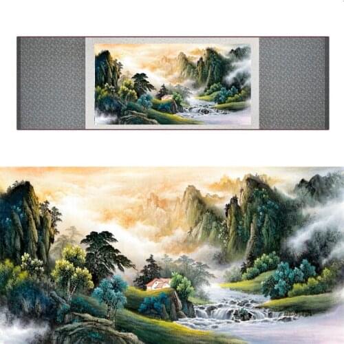 Landscape art painting Mountain and River art painting Sunburst painting Chinese landscape painting201907151436