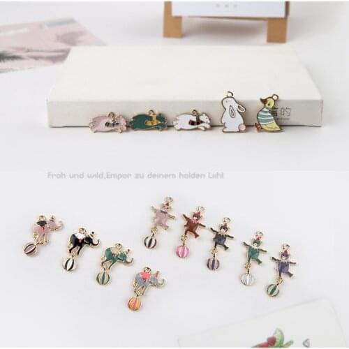 10pcs New Design hot-sales Fun Rabbit Circus Series Cartoon Earrings For Women Girls Alloy Animal Pendant Jewelry Accessories
