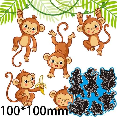 100*100mm Cute Monky New Cutting Dies Scrapbook Decoration Embossing Paper Craft Album Card Punch Knife Mold